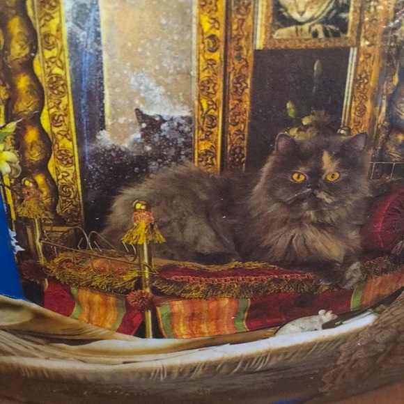 Hand Crafted Vintage Bowl Colorful Cats Designer Fashion Rome Decoupage Art - Picture 8 of 11